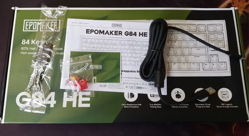 Epomaker G84 HE - zawartość opakowania.