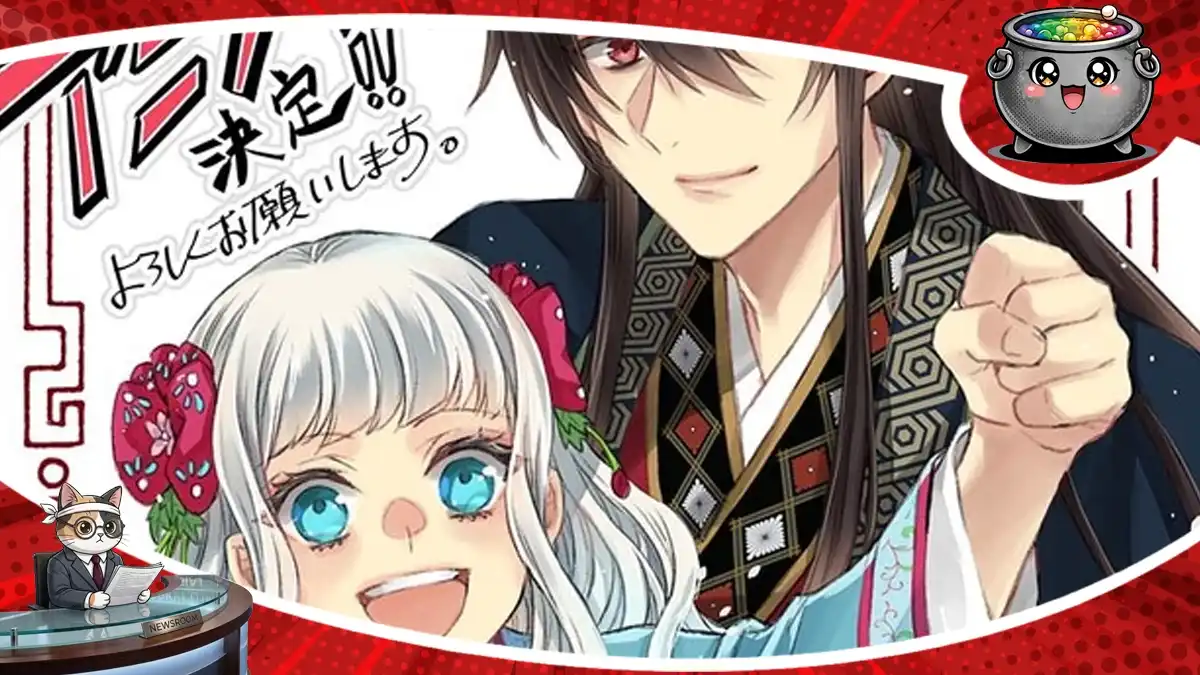 Uśmiechnięta Koyou i tajemniczy Keiyun na oficjalnej grafice promującej adaptację anime The Eccentric Doctor of the Moon Flower Kingdom.