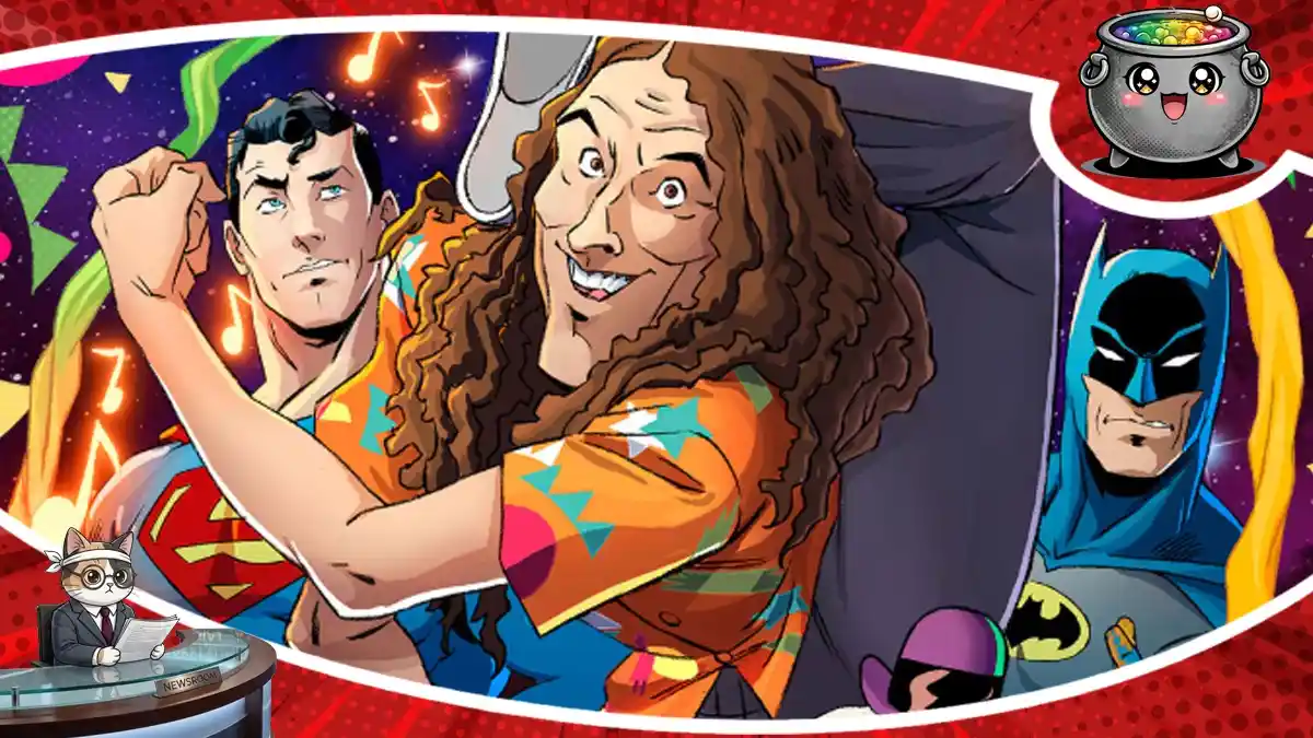 Nietypowy crossover DC łączący świat Batmana i Supermana z postacią Weird Al Yankovica, zapowiadający szaloną i muzyczną przygodę w nowym, zaskakującym wydaniu.