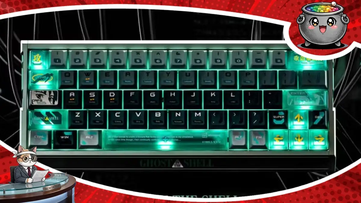 Futurystyczna klawiatura gamingowa z nowej kolekcji Ghost in the Shell od IQUNIX, zachwyca unikalnym designem i neonowym podświetleniem.