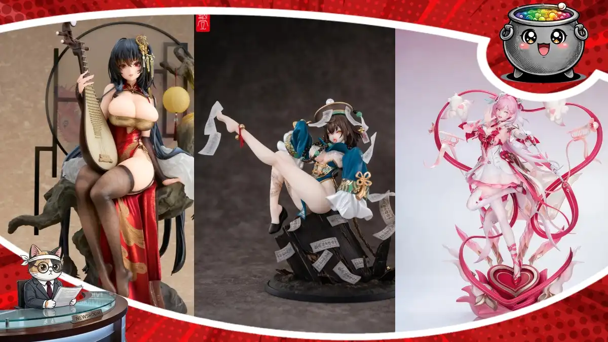 Zestawienie kolekcjonerskich figurek anime zapowiedzianych na rok 2027, prezentujące szczegółowe modele postaci na grafice. Zapowiedzi figurek anime na 2027.