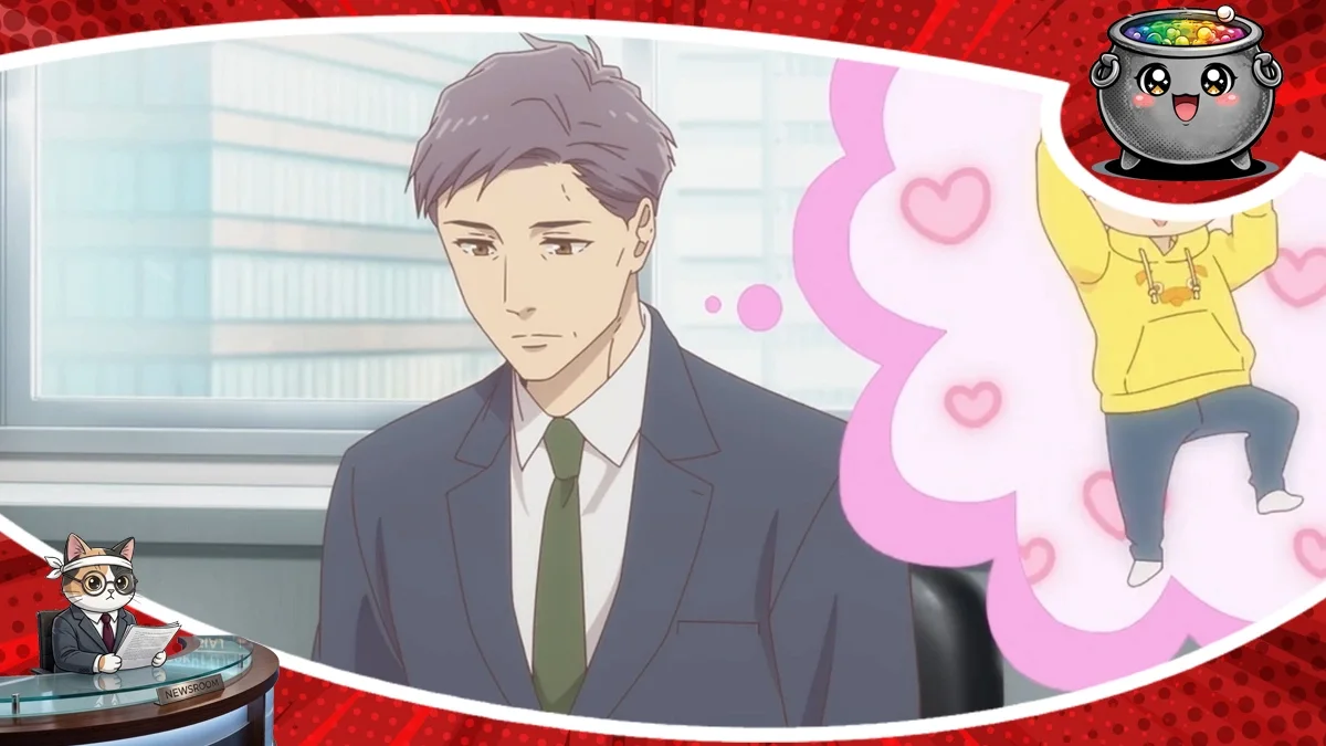 Uroczy kadr z anime Ojisan wa Kawaii Mono ga Osuki, która jesienią 2026 roku zadebiutuje na platformach streamingowych, bawiąc widzów.