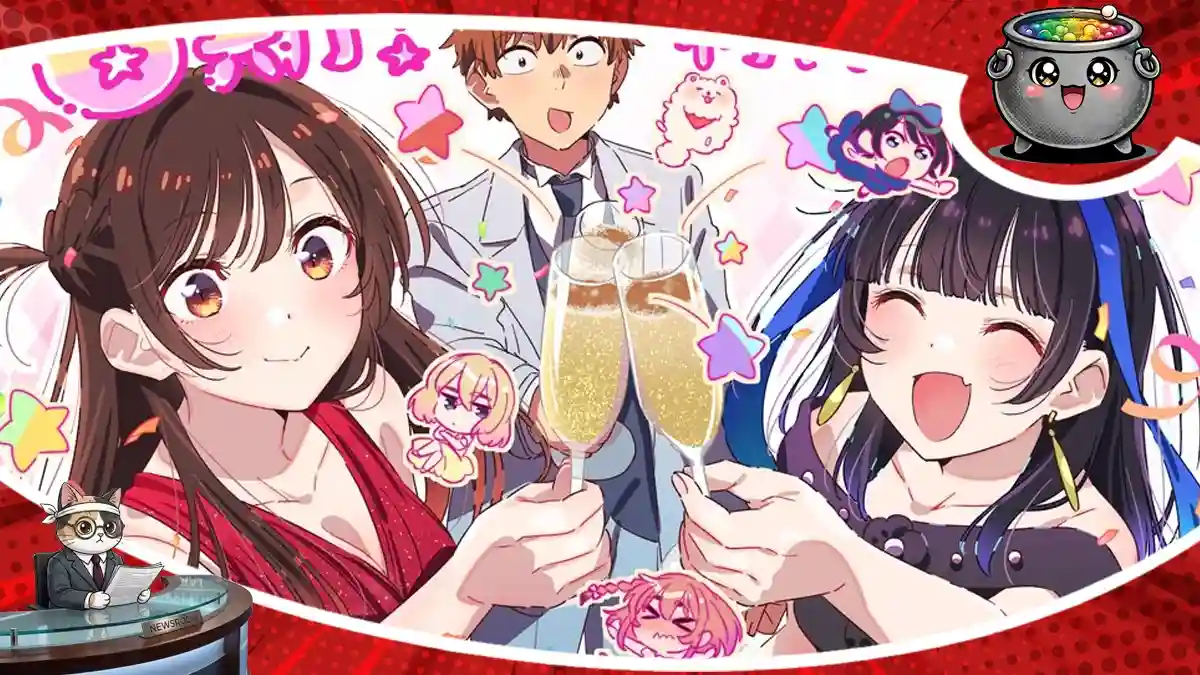 Radosna scena świętuje oficjalne potwierdzenie szóstego sezonu anime Rent-a-Girlfriend, który obejmie wyczekiwaną adaptację Cohabitation Arc.