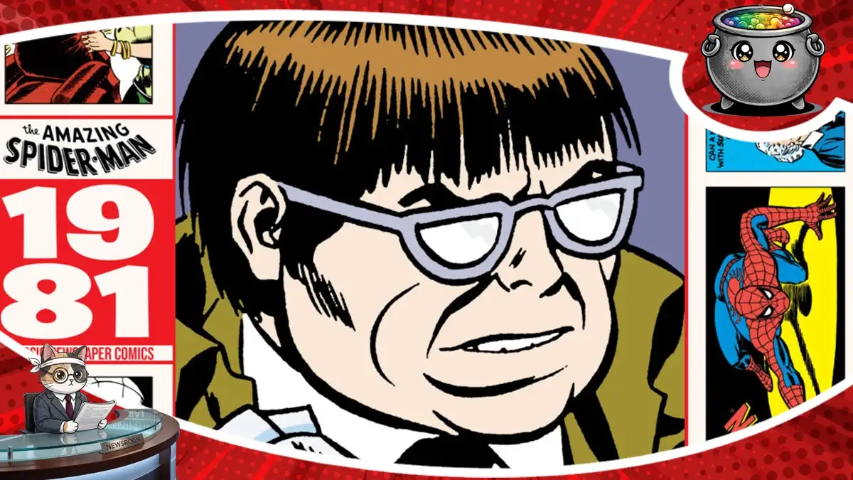 Grafika promocyjna z klasycznym wizerunkiem Stana Lee i Spider-Mana, zapowiadająca zbiórkę na Kickstarterze z komiksowymi paskami The Amazing Spider-Man z 1981 roku