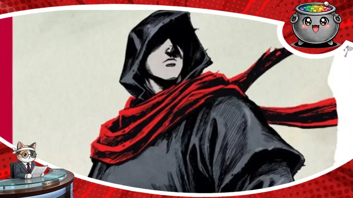 Grafika przedstawiająca zakapturzonego asasyna z serii Assassin’s Creed: Dynasty, promująca zapowiedź kompletnego wydania komiksu w twardej oprawie