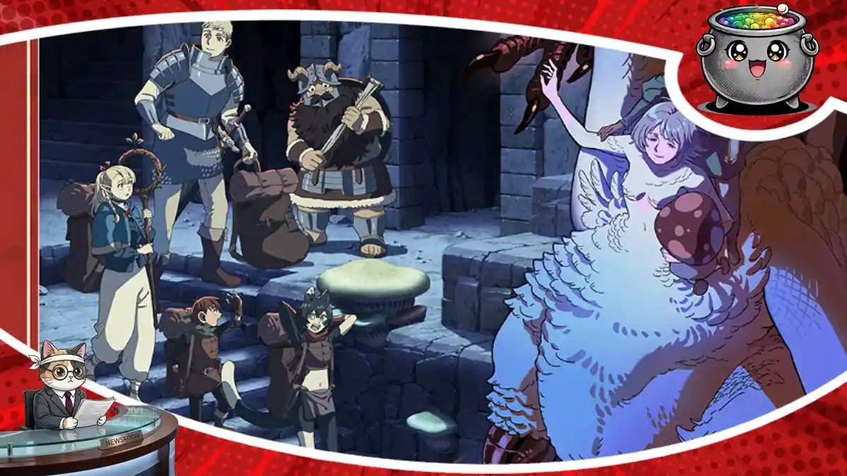 Drużyna poszukiwaczy przygód w lochach na oficjalnej grafice z drugiego sezonu Delicious in Dungeon, zapowiadającej datę premiery uwielbianego serialu anime na 2026 rok.