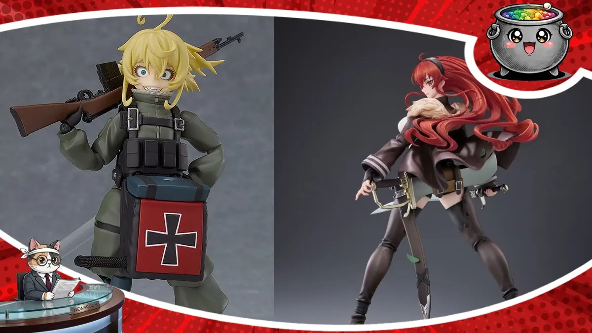 Grafika promująca ruszenie zamówień przedpremierowych na nowe figurki kolekcjonerskie z serii Saga of Tanya the Evil oraz Mushoku Tensei III.
