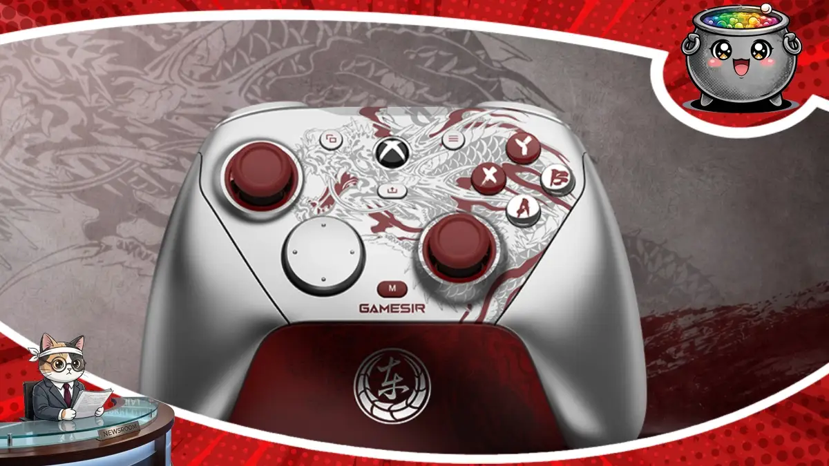 Nowy kontroler GameSir G7 Pro Yakuza: Like a Dragon Edition w biało-czerwonej kolorystyce z motywem smoka, przeznaczony na platformy PC i Xbox Series X/S