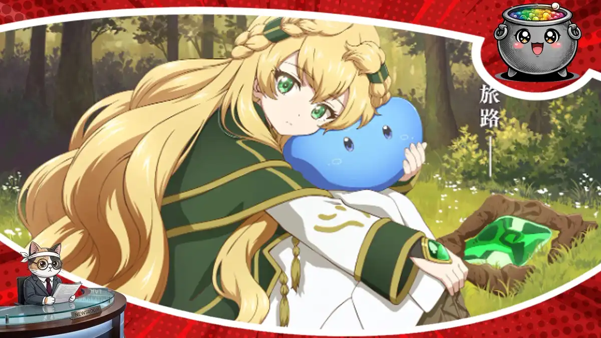 Kadr przedstawia główną bohaterkę przytulającą uroczego stworka, zwiastując nadchodzącą adaptację anime Heir to a Monstermancer.