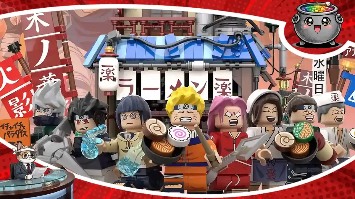 Szczegółowy projekt zestawu LEGO Naruto przedstawiający ikoniczne postacie z serii oraz bar Ichiraku Ramen, który zachwycił tysiące fanów na całym świecie.