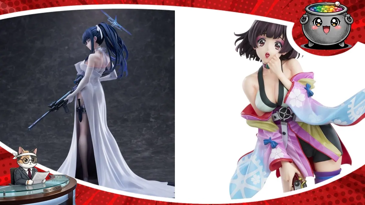 Szczegółowe figurki kolekcjonerskie popularnych bohaterek anime Saori i Mumei, wzbogacające nadchodzące nowości dla fanów japońskiej popkultury.