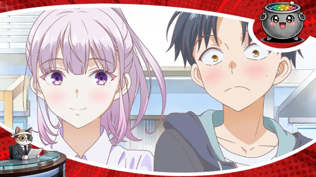 Główni bohaterowie serii Promise Me the Spotlight na grafice zapowiadającej adaptację anime, przedstawiającej nietypowy romans z idolką.