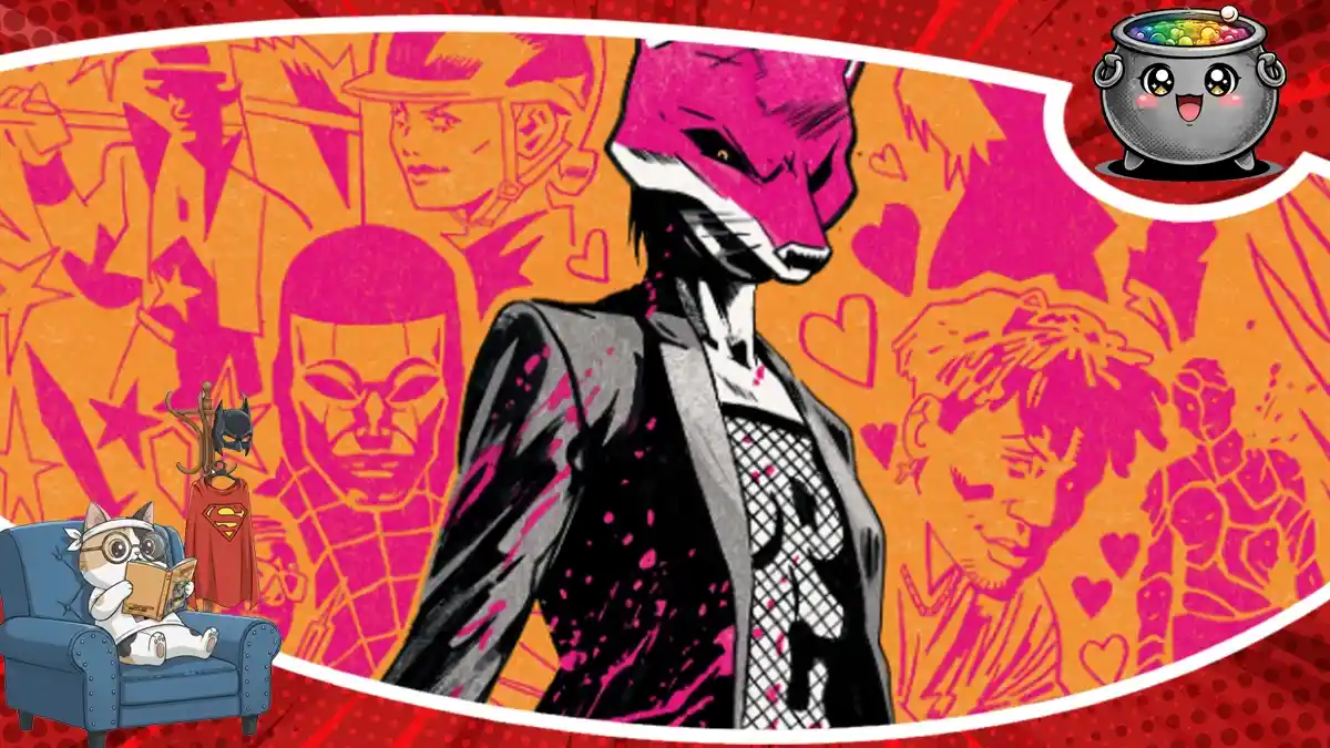 Artystyczna grafika z komiksu Wyborne Trupy, promująca recenzję pierwszego tomu tej intrygującej historii z charakterystyczną, wyrazistą oprawą wizualną