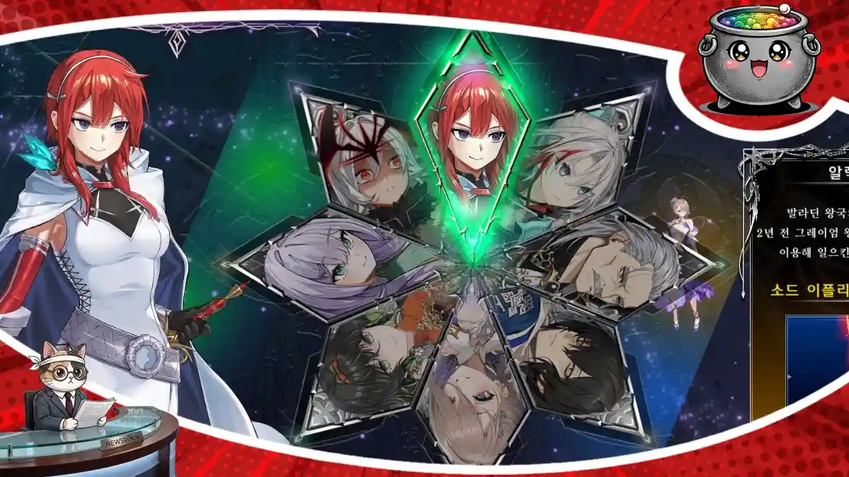 Grafika z gry Caladrius 2/Dark Element przedstawiająca postacie oraz interfejs wyboru w mrocznej strzelance typu bullet hell.
