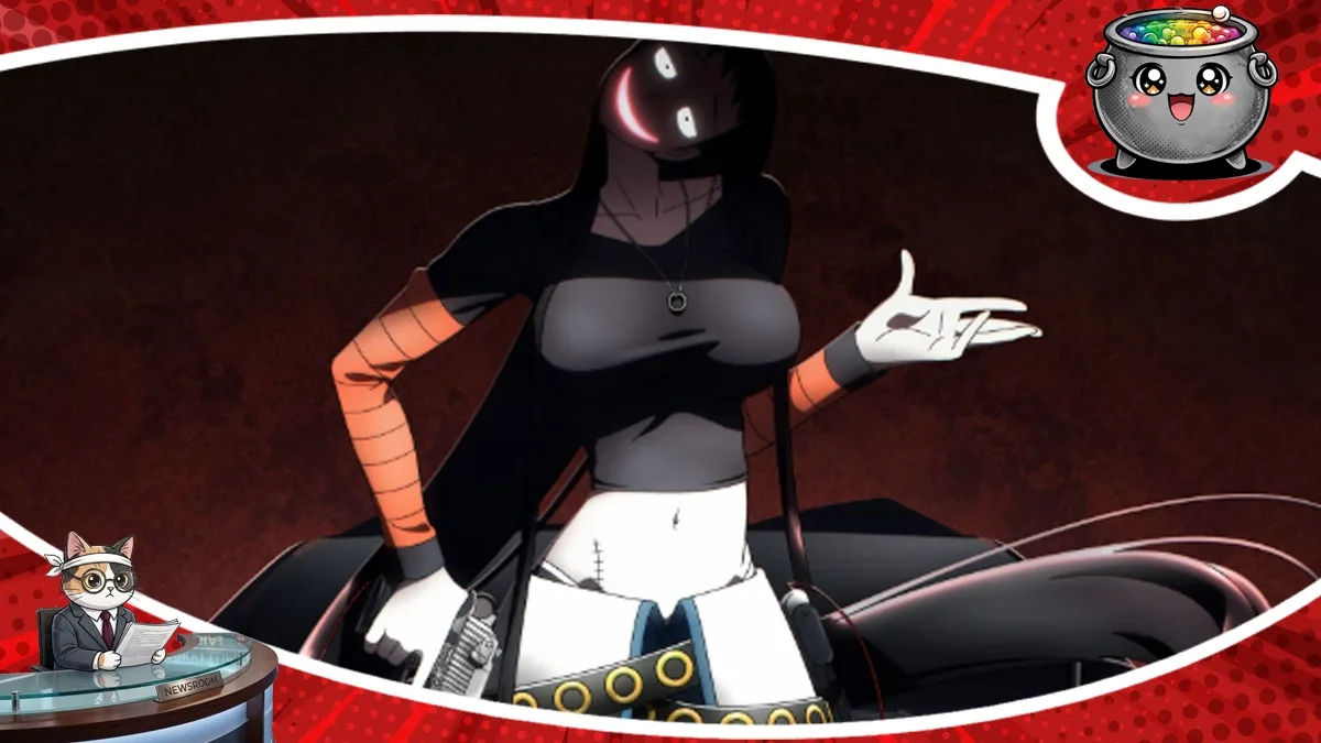 Promocyjna grafika przedstawiająca postać Kuroko Koumori z anime Murciélago z charakterystycznym uśmiechem i wyciągniętą dłonią na mrocznym, czerwono-czarnym tle.