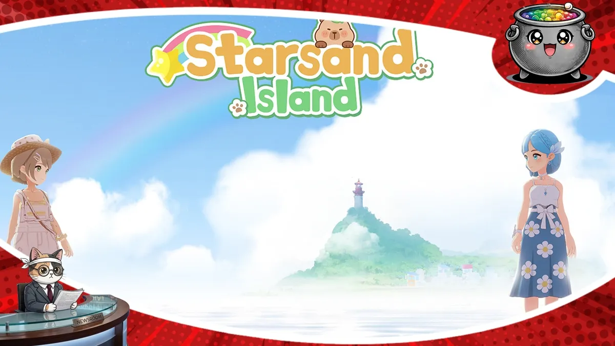 Urokliwa grafika z gry Starsand Island opuszczającej wczesny dostęp, przygotowującej się na wielką premierę dla fanów produkcji w stylu Stardew Valley.