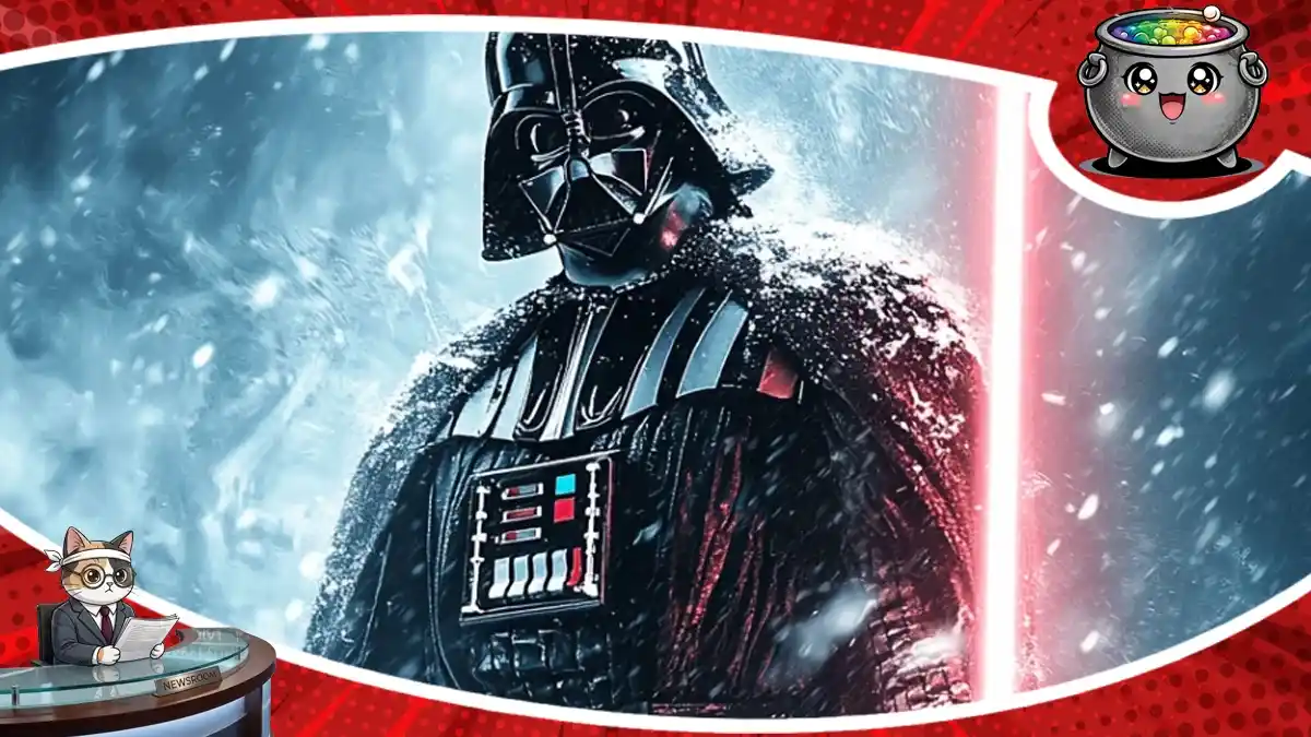Grafika promocyjna nowego komiksu Star Wars od wydawnictwa Marvel przedstawiająca postać Dartha Vadera w zimowej scenerii pośród padającego śniegu.