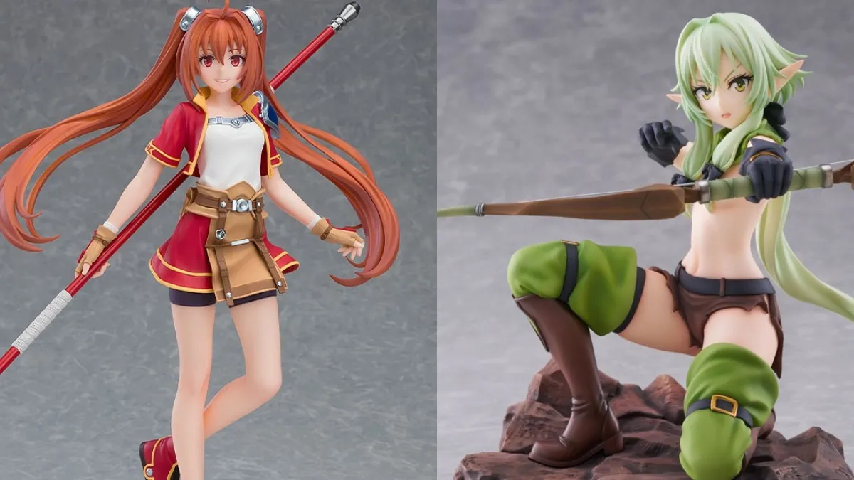 Kolekcjonerskie figurki postaci z anime, w tym High Elf Archer z Goblin Slayer, zapowiadające nową serię gadżetów dla fanów.