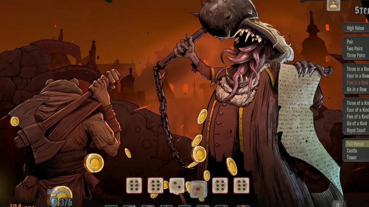Starcie z potworem i kości do gry w GrimKeep. Mroczny roguelite z mechaniką rzutów kośćmi poznał datę premiery na PC (Steam)