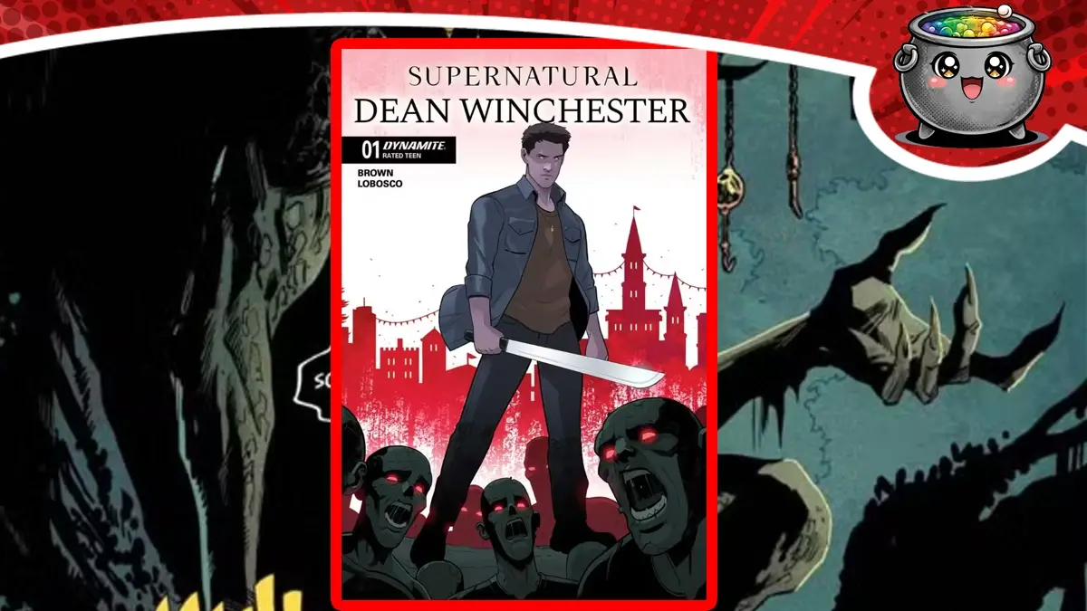Dean Winchester z maczetą w dłoni na okładce komiksu Supernatural od Dynamite Entertainment, rozdzielony z bratem w nowej historii.